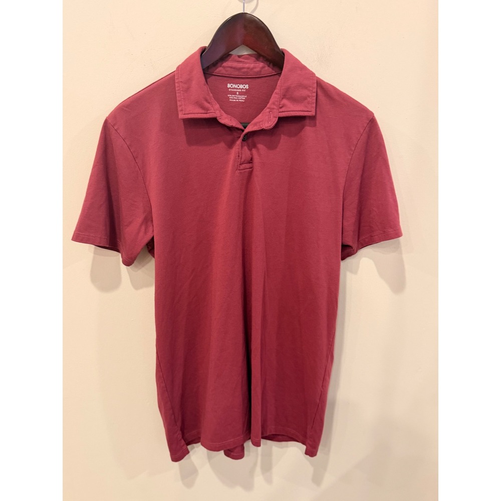 Bonobos Mens Standard Fit Pima Cotton Drytex Polo Shirt Berry Red BKT01777D S